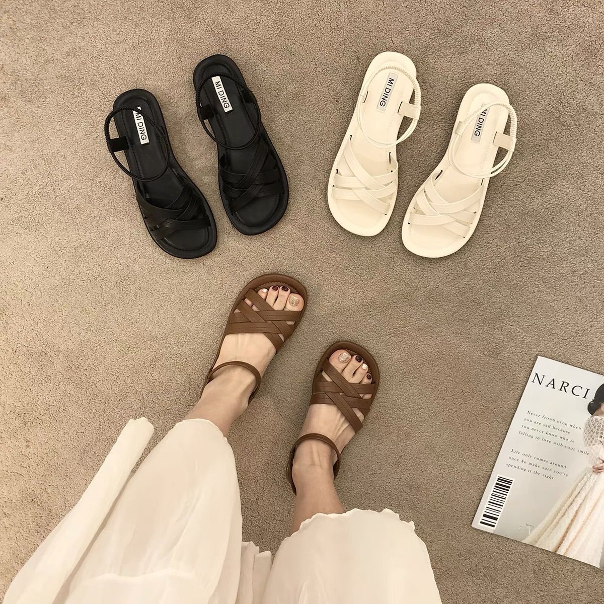 サンダル レディース シンプル ビーチ スライドサンダル ストラップ かわいい コンフォート ベーシック..