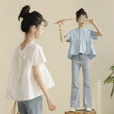 子供服 女の子 ブラウス 半袖 トップス リボン 夏 ガールズ 半袖tシャツ かわいい 丸首 カジュアル おしゃれ 普段着 無地 ファッション 春夏 中学生
