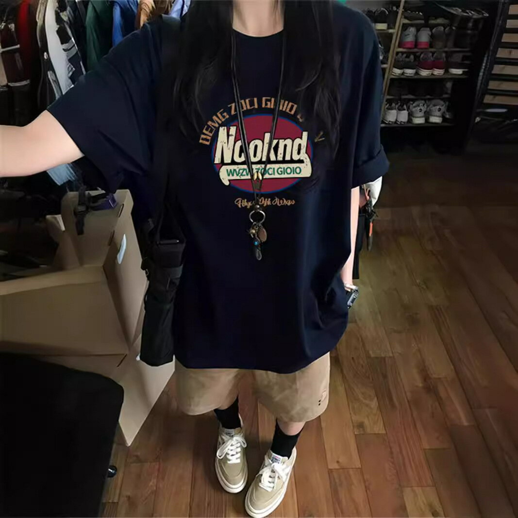 Rakuten - カットソー レディース 半袖 ゆったり 丸首 tシャツ トップス カジュアル お洒落 個性的 着痩せ プリント オーバーサイズ プルオーバー 韓国風 スポーツ シャツ 通勤 旅行 普段着 お出かけ