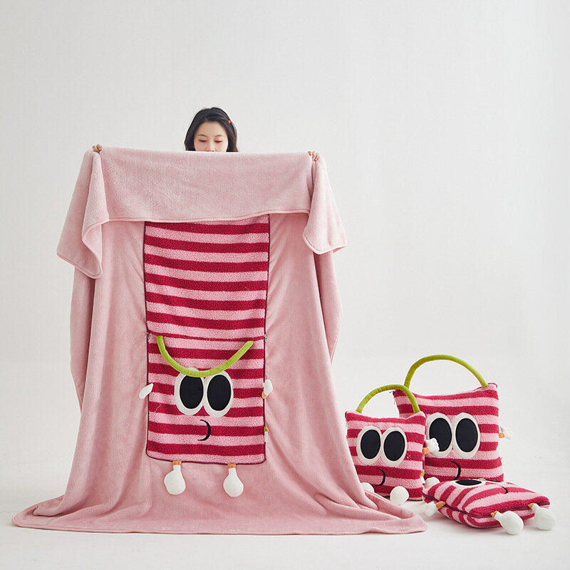 毛布 ひざ掛け クッションになる 両用 抱き枕 ブランケット き枕にもなる布団 枕 2 in 1 オフィスや旅..