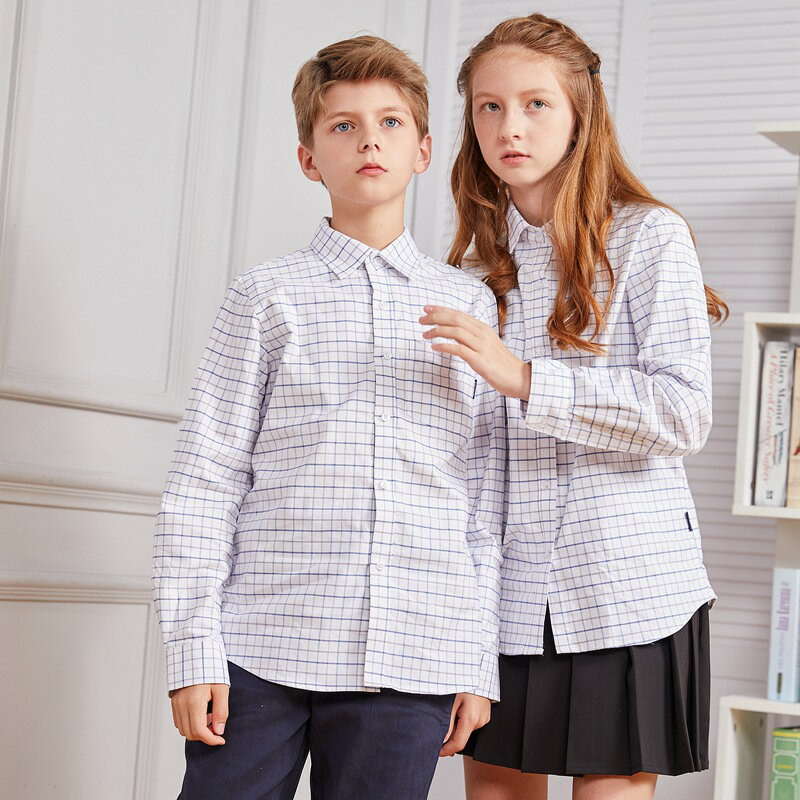 子供 シャツ 女の子 男の子 フォーマル チェック柄 100%綿 学校 長袖 ホワイト ジュニア ブラウス トッ..