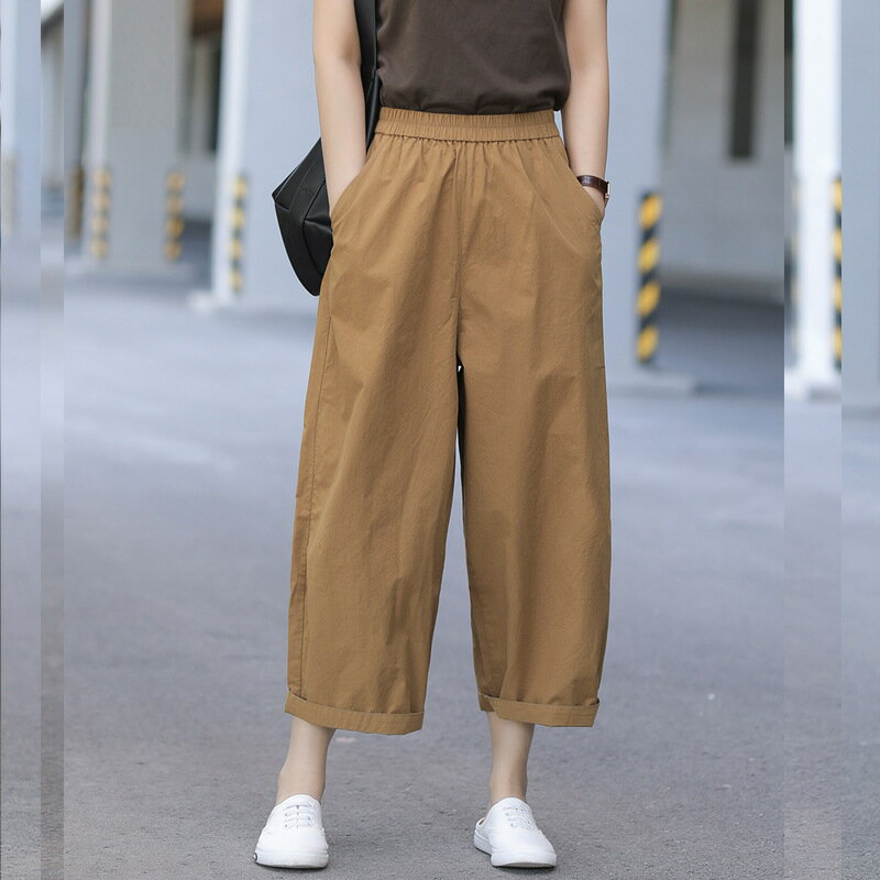 乐天商城 - ワイドパンツ 春 夏 レディース ワイドパンツ 9分丈 ゆったり ロング丈 ガウチョパンツ 春 夏 秋 無地 レディース