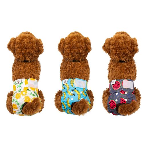 CuteBone 犬用マナーベルト おむつカバー犬用 調整可能 ミス 生理 果物柄 お漏らし対策 3枚セット 中小型犬用 D32XS-JP