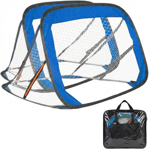 HiGoodサッカーゴール2個セットポップアップ式折りたたみ子供室内屋外ミニ練習幅120cmx高さ66cmx奥行66cm収納袋付きブルー