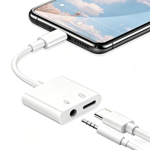 変換イヤホンジャック オーディオ変換アダプター 2in1 充電&イヤホン同時利用可能 ...
