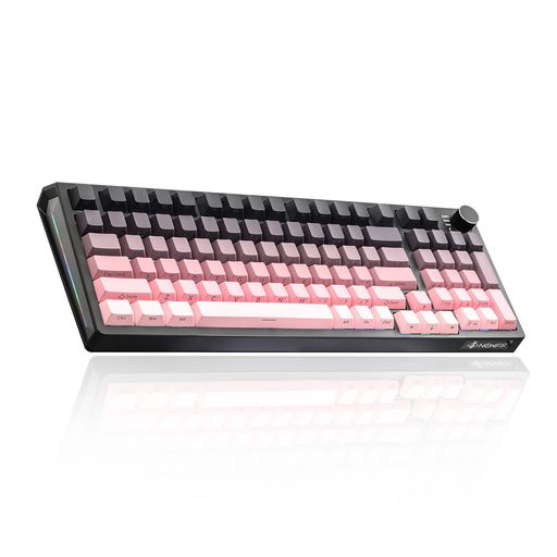 キーボードゲーミングキーボード97キー配列テンキー付きトライモードBT/2.4GHz/USB-Cホットスワップ可能アニメーションRGBバックライト付きグラデーショントポグラフィックキーキャップグ…
