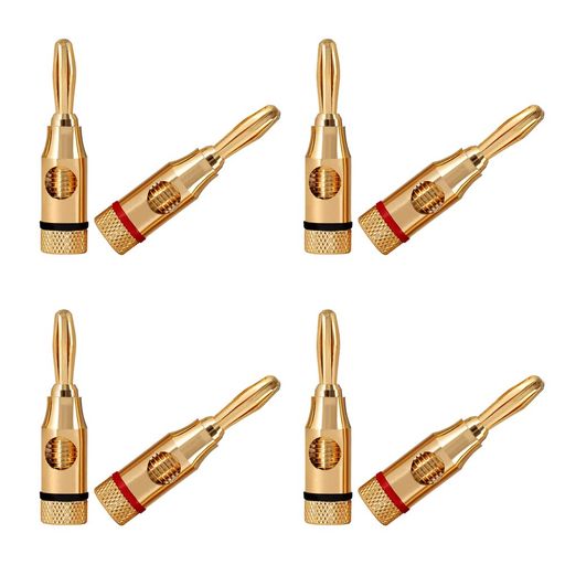1、セット内容:赤:4本、黒:4本、8本(4ペア)。 2、素材:高品質の材料、24k金メッキのコネクタを採用し、金属シェルにより、クリアな信号伝送を実現します、腐食を防止し、受信妨害にも避けられます。 3、ソルダーレスバナナプラグは配線はナットで固定されています。スピーカーケーブルとも簡単につなげられて非常に便利なプラグです。 4、これは超弾性伸縮構造で、4mmジャックに差し込める非絶縁プラグで、12-18AWGのスピーカーケーブルと利用可能です。 5、製品には、赤/黒の識別するリングが付いており、プラス/マイナスがハッキリしないコードには、大変便利です。