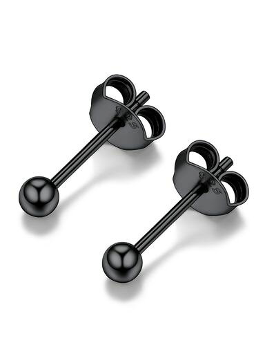 PROSILVER ボールピアス つけっぱなし シルバー925 金属アレルギー対応 レディース 軟骨ピアス スタッド 外れない シンプル 小さい 20G [直径3mm ブラック]