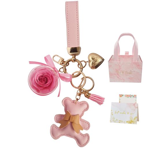 プリザーブドフラワーキーホルダークマホワイトデーお返し花誕生日プレゼント女性人気枯れない花彼女妻母の日還暦祝い退職祝いギフト母記念日引越し祝い敬老の日濃いピンクのバラと…