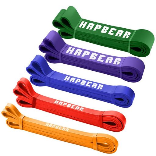 HAPBEARトレーニングチューブ懸垂補助バンドレジスタンスバンド5レベル筋トレ用ゴムチューブレジスタンスバンドフィットネスバンド男女兼用自宅トレダンベル代用非滑り耐久性5本セット…