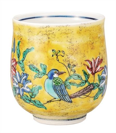ナカマル『九谷焼』湯呑・吉田屋花鳥 K9-695