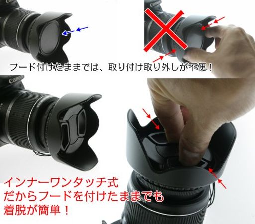 ゼロポートジャパン インナー式 ワンタッチ レンズキャップ レンズフードを付けたままでも簡単装着 40.5mm