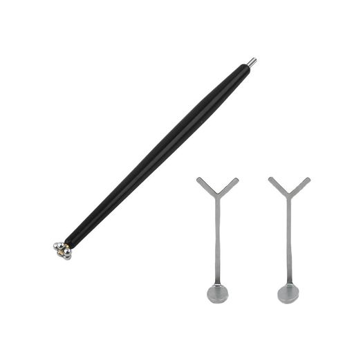 3D캣츠아이네일아트펜 Y자형 키틴 아이네일 마그넷 툴 Y자형 철편 2개 양두 마그넷 펜 1개 3D고양이 눈 젤 네일 아트에 최적 살롱&DIY용 간단 조작(검은색)
