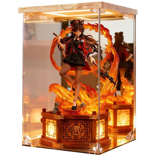 KrystaCase フィギュアケース コレクションケース LEDフィギュアボックス アクリルケース UVカット 高い透明度 台座ミラー 背面ミラー 人形ケース 積み重ね 頑丈 防汚 防汚手袋・クリーニン…
