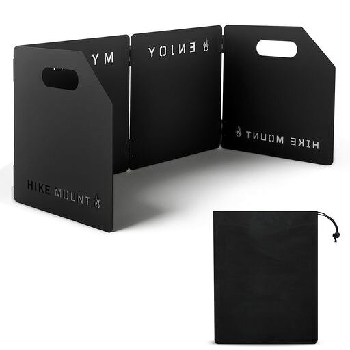 【YOZOTA】キャンプファイヤー/ストーブ/コンロ専用風防板折りたたみ式強風に耐える強風対策最適丈夫な鉄製素材ブラックデザイン収納袋付き収納時25cmx25cm/展開時101cmx25cm倒れにくい風除け