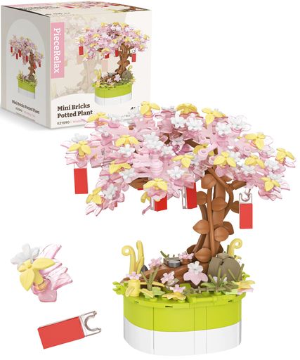 ピースリラックス(PieceRelax) 400ピース プラ製 ブロック花【桜の木】(11X11X10cm) 3D立体植木鉢パズルとセットになる 造花 インテリア おもちゃ [KZ1590]