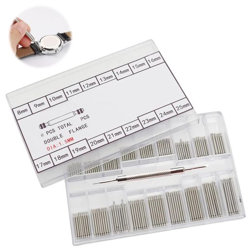YAARUJEE腕時計バネ棒360本入り(18種類/8mm~25mm)ステンレス鋼時計工具修理用バネ棒外し付き腕時計ピン時計バンド交換用パーツストラップリンクピンピンポンチ付き