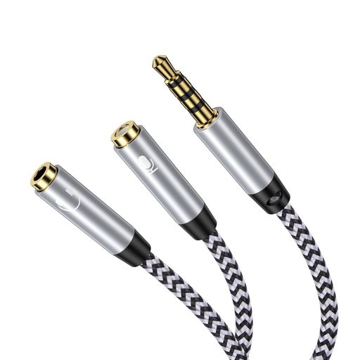 3.5mm4極3極オーディオ分配ケーブルイヤホンジャック二股変換ケーブルオスto2*メス...