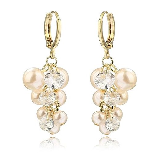 VICAKERパールジルコニアロングシンプル デザインキラキラ ファッションピアス レディース 人気 金属アレルギー対応 リング ピアス 18金earrings women イヤリング