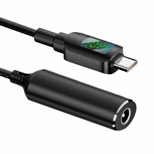 NFHK DCジャック 5.5x2.5mm入力 USB-C Type-C電源 140W スマートLEDディスプレイ充電ケーブル ノートパソコン 携帯電話用 PD9V/5V/20V/7A