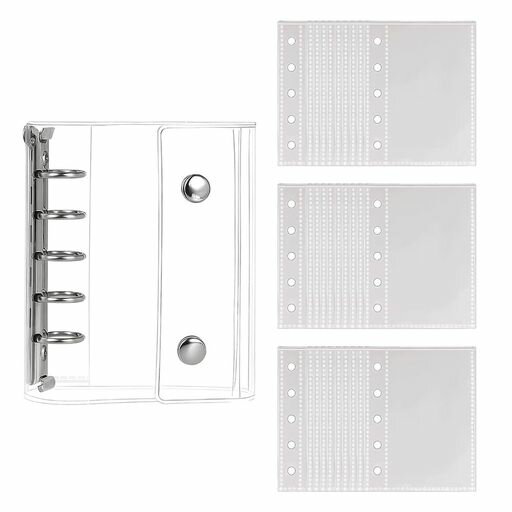 MILANQWシール帳透明クリアバインダー女の子M5シール手帳サンリオシール帳リフィル30枚付きはがせるシ..