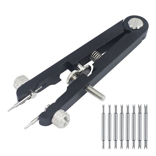 QuiExactバネ棒外し両つかみ式工具腕時計ベルト調整器具腕時計バネ棒はずし工具腕時計修理工具ベルトの長さ調整交換修理キット(ブラック)