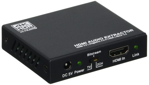 4KHDRの解像度のHDMI入力をHDMIパススルーで出力 光デジタルまたはアナログで音声を出力 ※本製品はARC非対応となります。 付属品:ACアダプター 説明書兼保証書 ※HDMIケーブルは別売りです 保証期間:購入から12ヵ月(領収書必須)