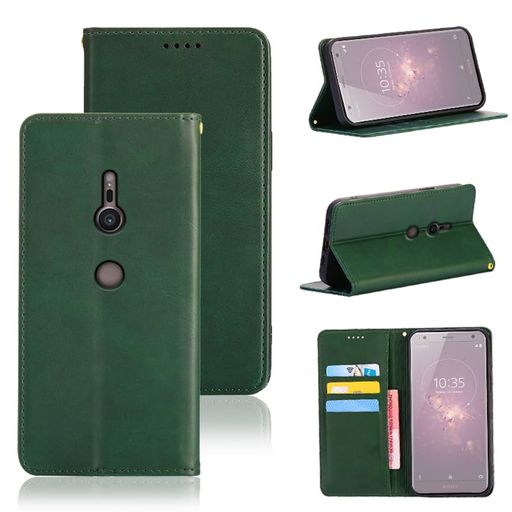 Rakuten - 適用 Xperia XZ2 ケース 手帳型 手帳型ケース カバー PUレザー カード収納 財布型 耐衝撃 ケース マグネット スタンド機能付き 5色 (適用 Xperia XZ2 / SO-03K / SOV37 ケース 手帳型) (濃い緑)