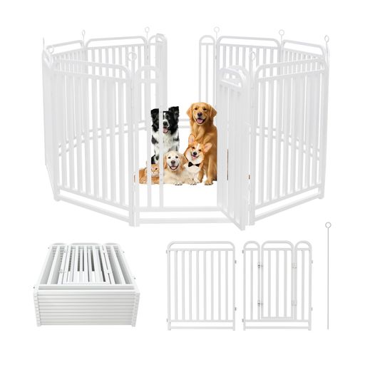 Aredenペットサークルペットフェンス犬サークルケージ[パネル10枚-68x100CM-ホワイト]折りたたみ可能柵..