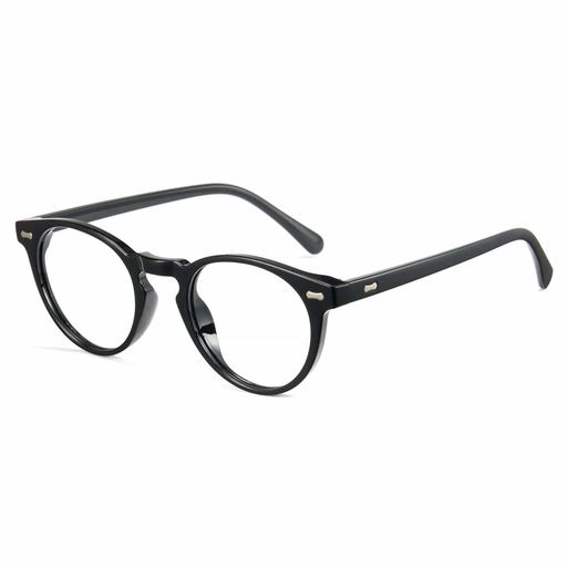 Cyxus 黒縁眼鏡 ブルーライトカットメガネ 度なし 伊達メガネ ラウンドフレーム UVカット 紫外線対策 男女兼用 (8238T01 ブラック
