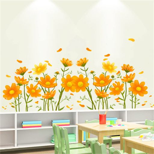 WOHAHA ウォールステッカー 花 イエロー 田園風景の中の小さな花 ウォールすてっか...