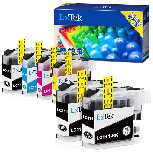 樂天商城 - LxTekLC111-4PK互換インクカートリッジブラザー(Brother)用LC111インク4色セット+黒2本(合計6本)大容量/説明書付/残量表示/個包装DCP-J552NDCP-J557NDCP-J952N