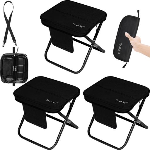 Chairs - 【3個セット】折りたたみ椅子万博紅葉狩りアウトドアチェアショルダー&2ポケット&クッション付きお出かけ便利カーボンスチール耐荷重アップより強く静態耐荷重120kg動態耐荷重100kg折り…