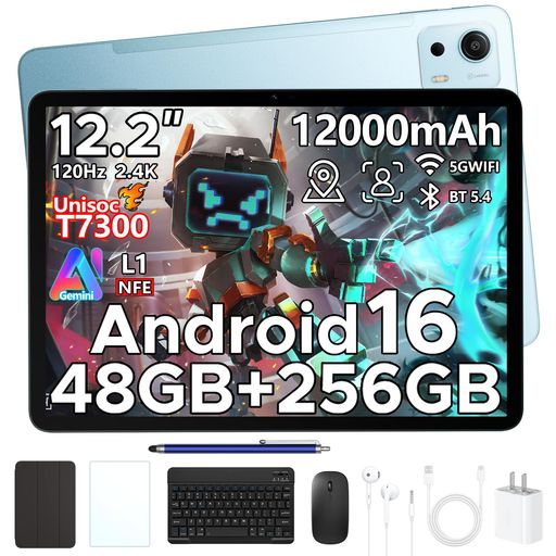 【8部品付属 Android16 12インチ】Easerush P12PLUS Android 16 タブレット 12インチ 2.4K 120Hz Gemini AI 48GB RAM+256GB ROM+2TB拡張 Unisoc T7300 8コア nextstore0507-10128115 NEXT STORE17 パッケージ画像