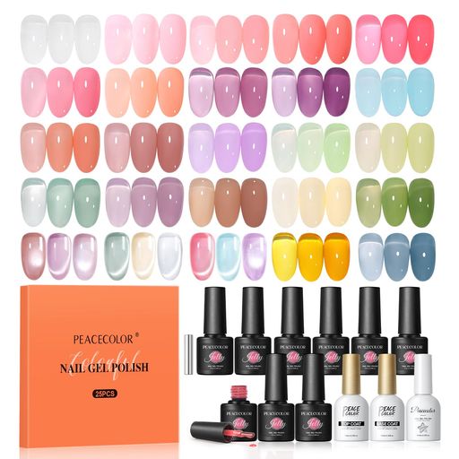 PEACECOLOR ジェルネイル セット 22色シアーカラージェル+1色マグネットジェル 秋冬カラー 透け感 ネイルライト対応