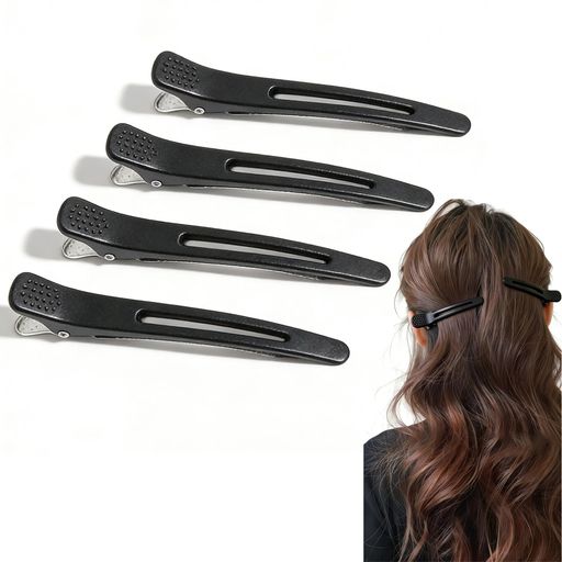 FsGrg ヘアクリップ 大きめ スタイリングクリップ 黒 4 個入り 跡が残らない 滑り止め 髪に優しい しっかりホールド このクリップは 洗顔 スタイリング ゾーン分け メイクアップなどに使用…