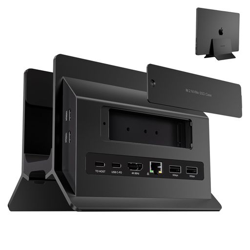 PULWTOP USB C ドッキングステーション Macbook Pro/Air用 縦置き Type-C スタンドとドック 一体型 拡張ドッキング 1*HDMI 4K@60Hz +1*SSDスロット付 (含まれない) + 2*USB-A 3.0+