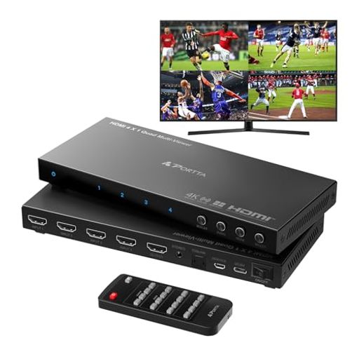 PORTTA 4K HDMI マルチビューワースイッチ 4x1 PIP付き PORTTA クワッド マルチビ...