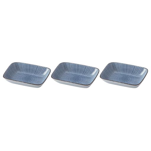 昭和製陶 千段十草 角千代口 3枚セット販売 9.5x7.2x1.8cm 美濃焼 日本製 食洗器対応