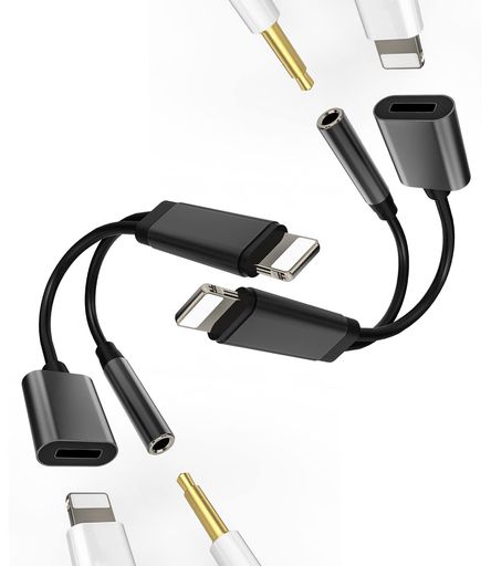 ヘッドフォンアダプター Lightning to 3.5mm AUXドングル イヤホンコード変換器 2i...