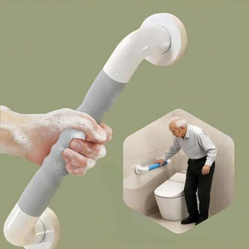 POUKEPRITYトイレ用安全グラブバー浴室用手すりアルミ合金製滑り止め設計高齢者、子供、障がい者向け430mm(グレー、1個)