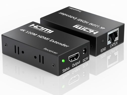 【4K エクステンダー】120M HDMI エクステンダー 延長器 EDIDコピー機能付き Cat5/Cat6/Cat7対応 双電源仕様 4K@30Hz 3D対応 送信機・受信機セット ゲーム機/TV/プロジェクター/PC対応