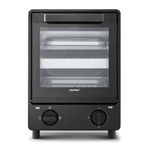 Vertical Type Toasters - 【COMFEE’/コンフィー】オーブントースター縦型トースター2枚焼き8L上下2段構造3段階温度調節15分タイマー焼きムラ抑えカウンタートップスリムパン焼き器CF-MF083-BKブラック