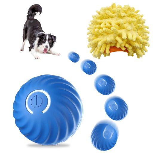 PAKESI犬おもちゃ電動式犬ボール動くボール光る静音カバー付き360度自動に回転障害物自動回避天然ゴム素材安全無毒耐久性高い壊れにくいボールのカバー外せるTYPE-C充電式お手入れ簡単中…