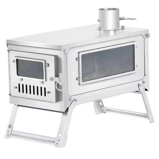 材質:本体はチタンを採用、特徴が軽量且つ丈夫で、そして、耐食性や耐久性に優れていて、錆びることなく、耐熱性及び耐低温特性に優れております。また、火にかけて、チタン独特の焼き色を楽しめることができます。窓は微結晶耐熱ガラスを採用、熱に強く、何時までもきれいに見え、ホコリを残せず、黒くなることなく、安全性を確保しつつ、ストーブ中の薪や火力を確認することもでき、扉を開けなくても火の管理や調節を手軽に行うことができます。 サイズ:使用時はL430mmxW219mmxH290mm(煙突の高さを含まず)、L430mmxW219mmxH3310mm(煙突の高さを含む)、収納時は(約)(約)L38.5cmxW22cmxH9cmなコンパクトサイズに抑えられて、ポータブル収納バッグ付き持ち運び楽々。 二次燃焼:二次燃焼サイド板の下部分に吸気口と配置されており、一次燃焼で燃え切らなかった可燃性ガス(煙)へ新たに暖かい空気を送り込んで再度燃焼させて、燃焼効率を向上させて、煙が出にくく、火力も高いです。 組立式ストーブ天板:ストーブ天板を外したり、取り付けたりして、焚き火台、卓上薪ストーブや煙突付き薪ストーブとして多目的に使えます。