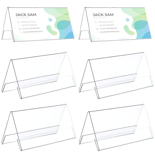 【高耐久性とクリアな表示】1mmPET素材を採用しており、従来のアクリルよりも耐衝撃性に優れ、倒れても壊れにくい特徴があります。表面は透明感があり、名札やカードをくっきりと見せ、オフィスや店舗の印象を向上させます。 【両面V型デザインと安定...