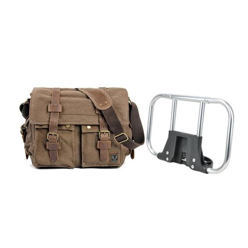 forbrompton折りたたみ自転車用レトロキャンバスカジュアルショルダークロスボディバッグ(コーヒーブラウン)