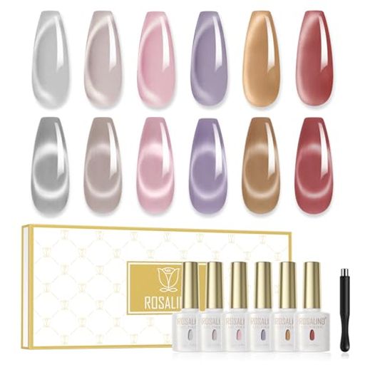 ROSALIND 磁気 ジェルネイル 6ML 6色 月光 猫の目 ジェルネイルポリッシュ マグネットネイル 磁石 マニキュア ジェル…