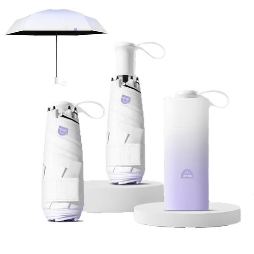 日傘uvカット100遮光折り畳み晴雨兼用手動超軽量220g17cm折り畳み高さ紫外線遮断携帯便利コンパクトumbrella6色(紫)