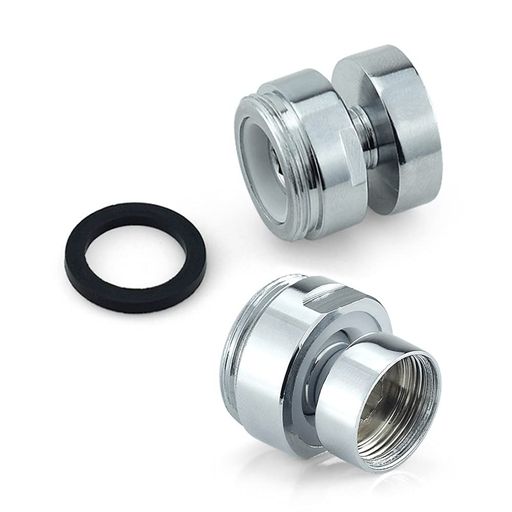 2個のスイベル蛇口アダプター、360度真ちゅうねじ蛇口アダプタータップエアレーターコネクター(めねじからおねじ20mmto22mm)